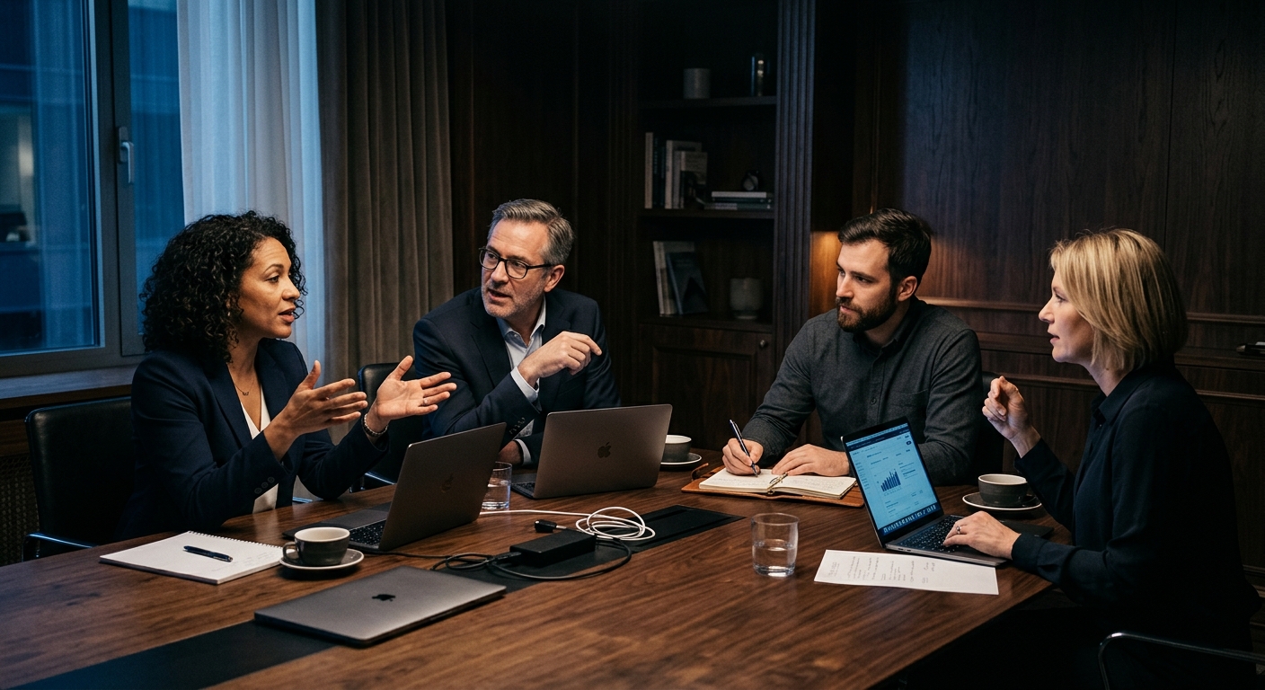 A consultant working with a client at a bright desk