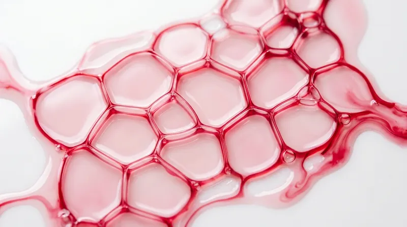 Pink liquid forming soft rounded cells