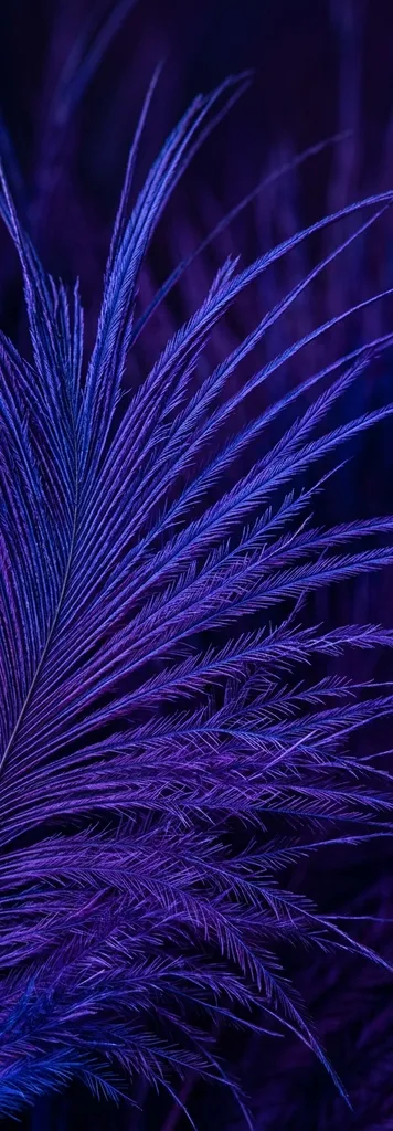 Deep violet feather fibres in macro