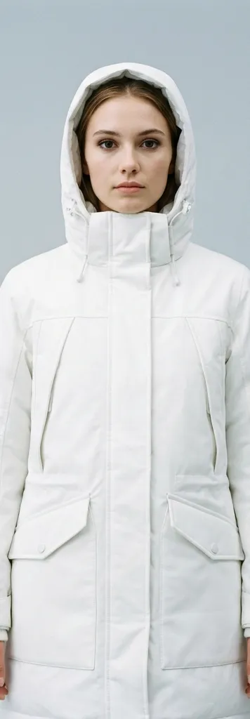 White technical parka portrait