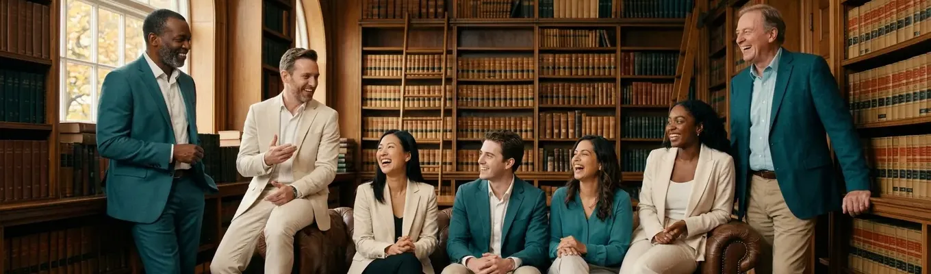 The Marrable Law attorneys talking together in the firm library