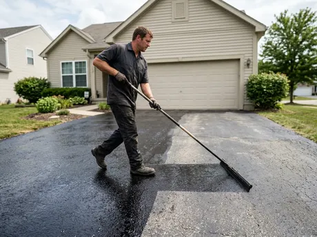 Driveway Sealcoating work in progress