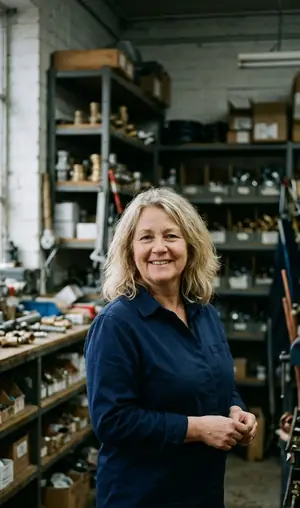Portrait of the office manager in the shop store room