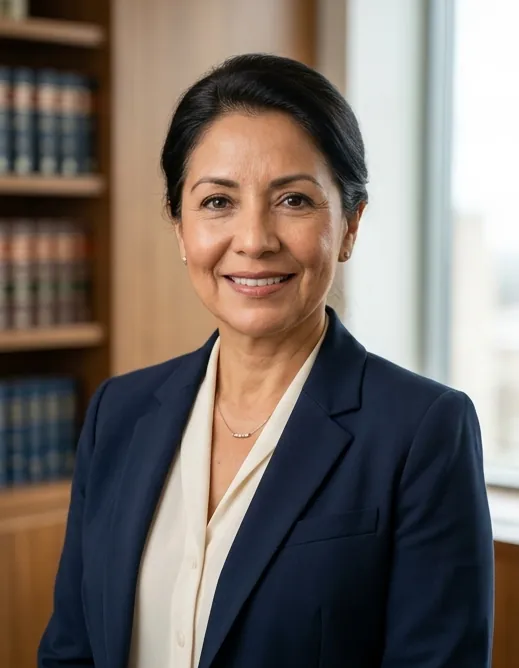 Elena Marquez, managing partner, in a navy blazer