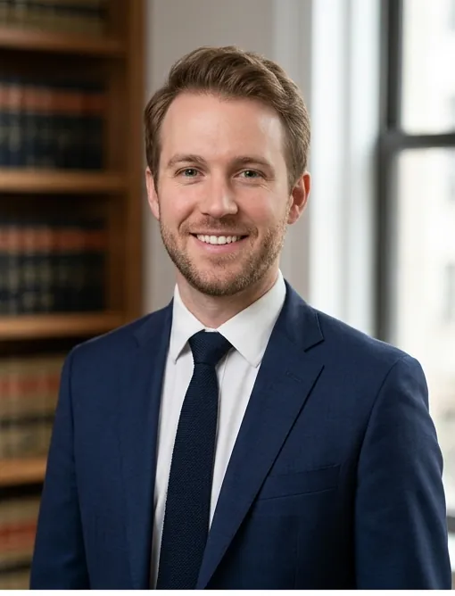 Tomasz Nowak, associate, in a navy suit