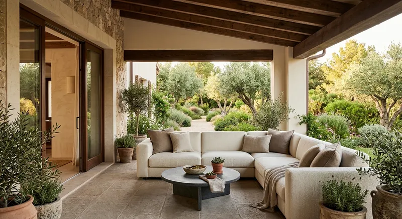 Covered terrace lounge
