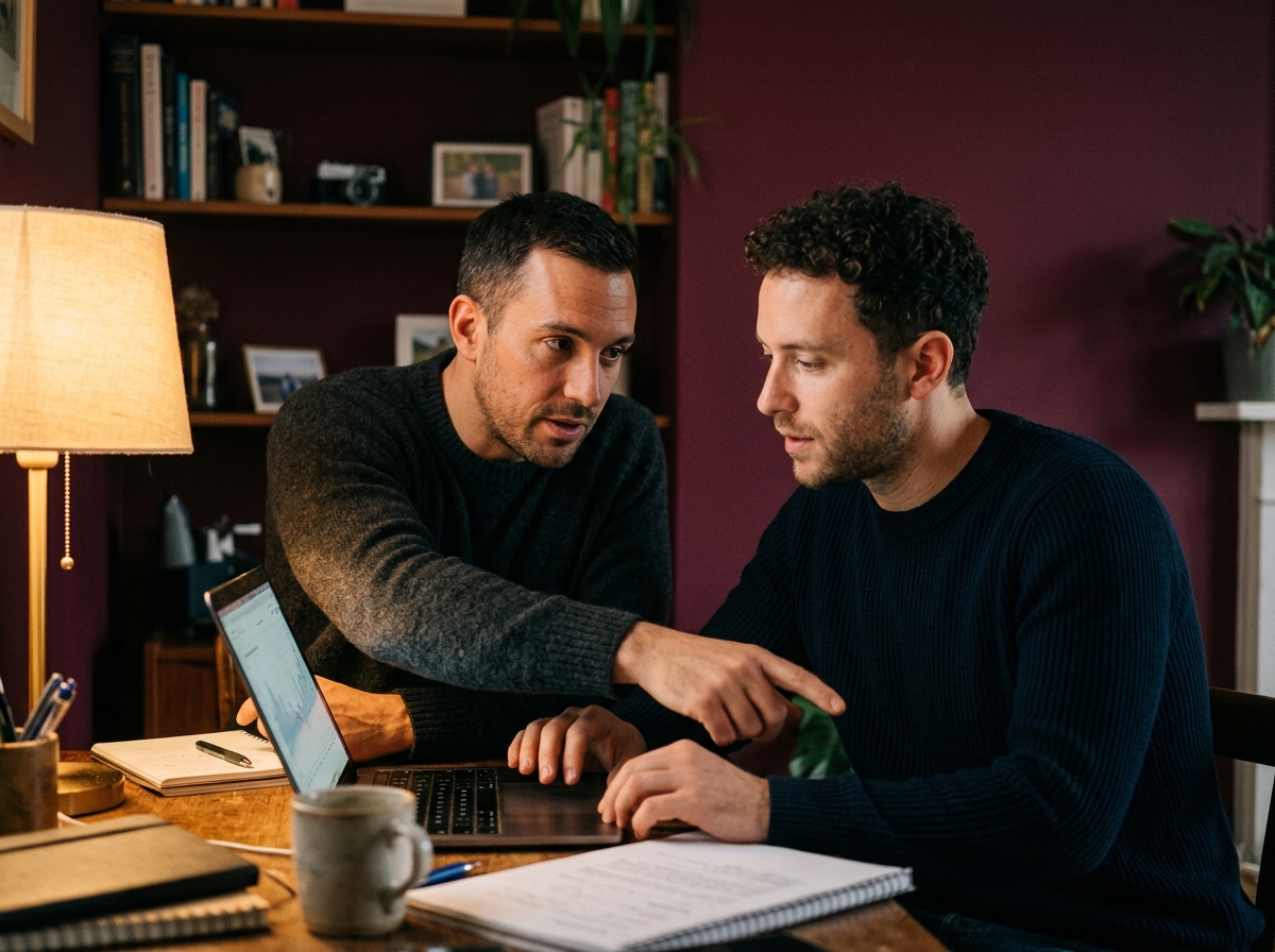 Two colleagues at a laptop