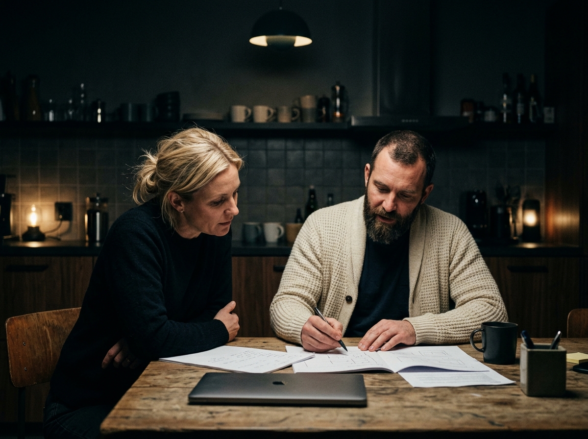 Two colleagues reviewing work together