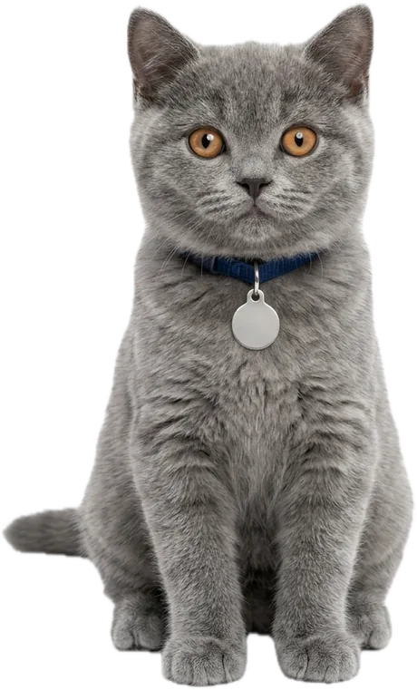 A grey kitten sitting upright