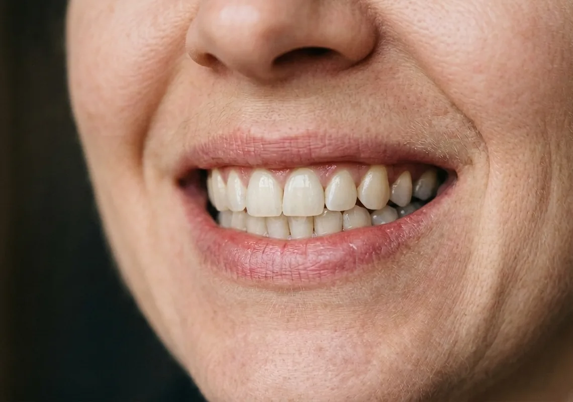 The same smile with an even natural bright tooth shade after whitening