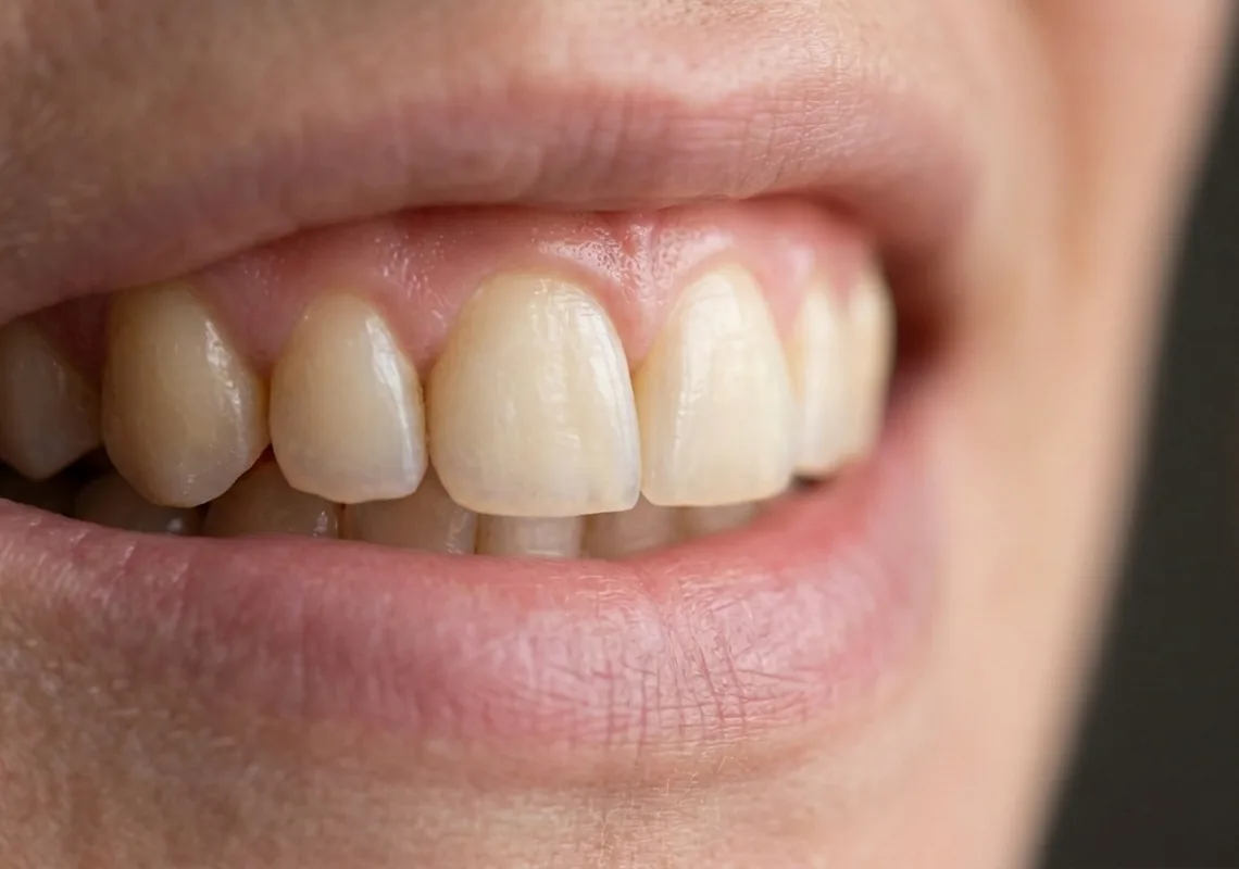 The same front tooth with a smooth repaired edge after bonding