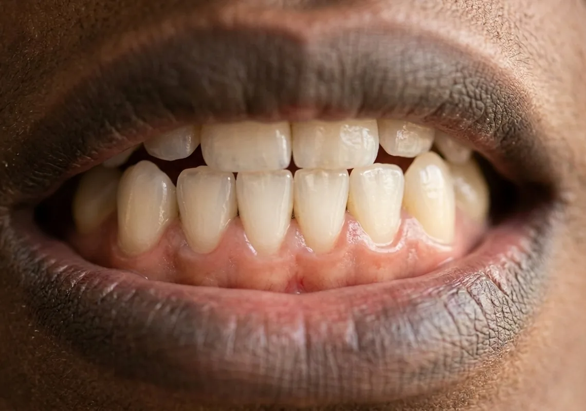 The same tooth row with a clean gum margin and polished enamel