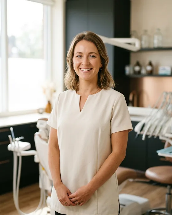 Portrait of the restorative dentist standing in the studio