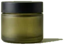 Frosted olive glass jar with a matte black lid
