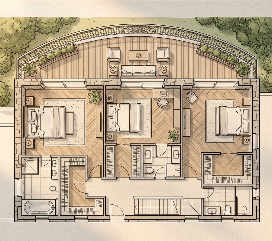 First floor plan, illustrative