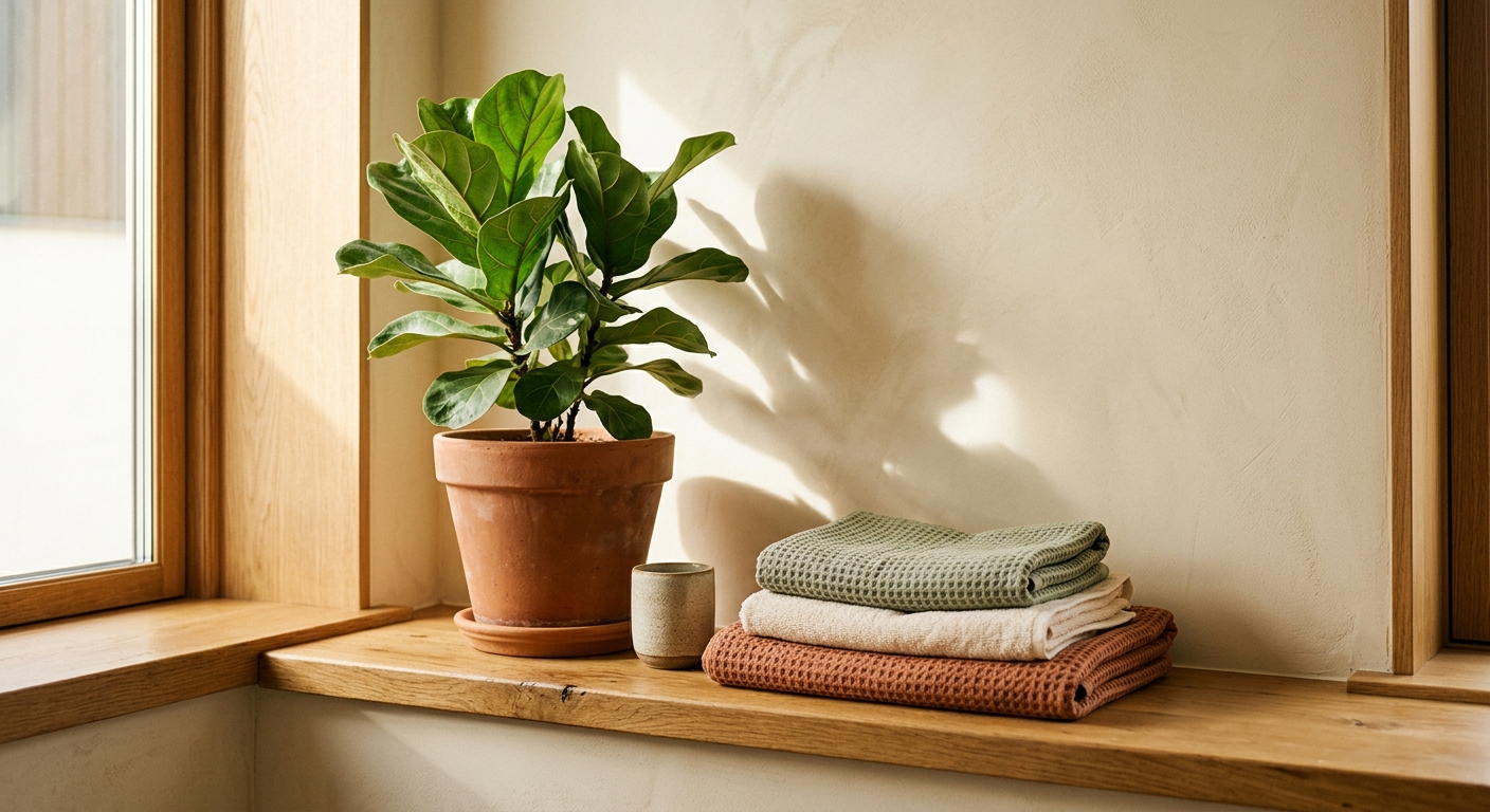 A calm treatment room with soft daylight and a plant
