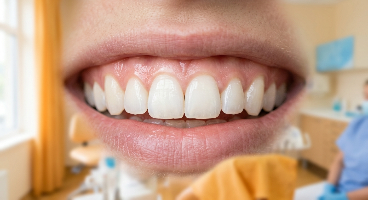 Straight, aligned teeth after orthodontic treatment