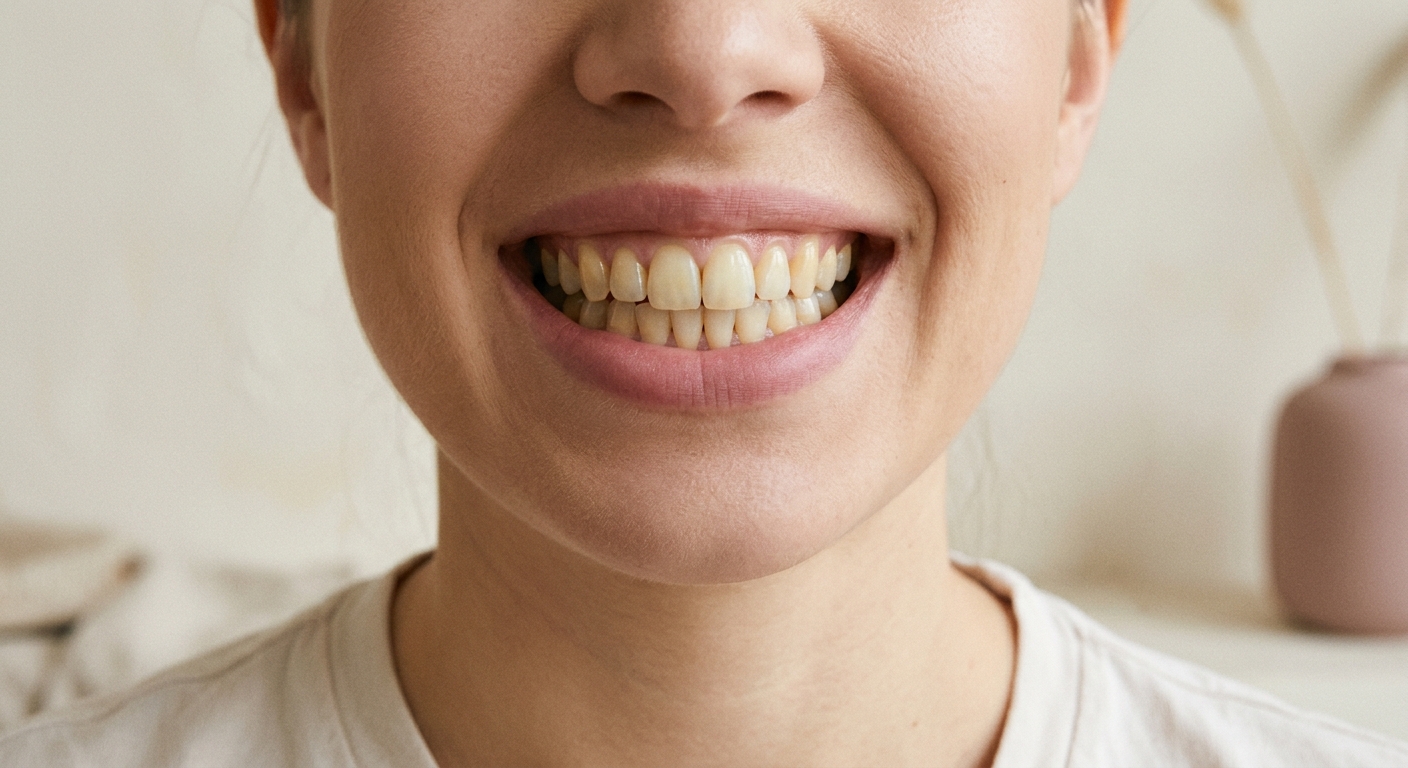 Dull, yellowed teeth before whitening