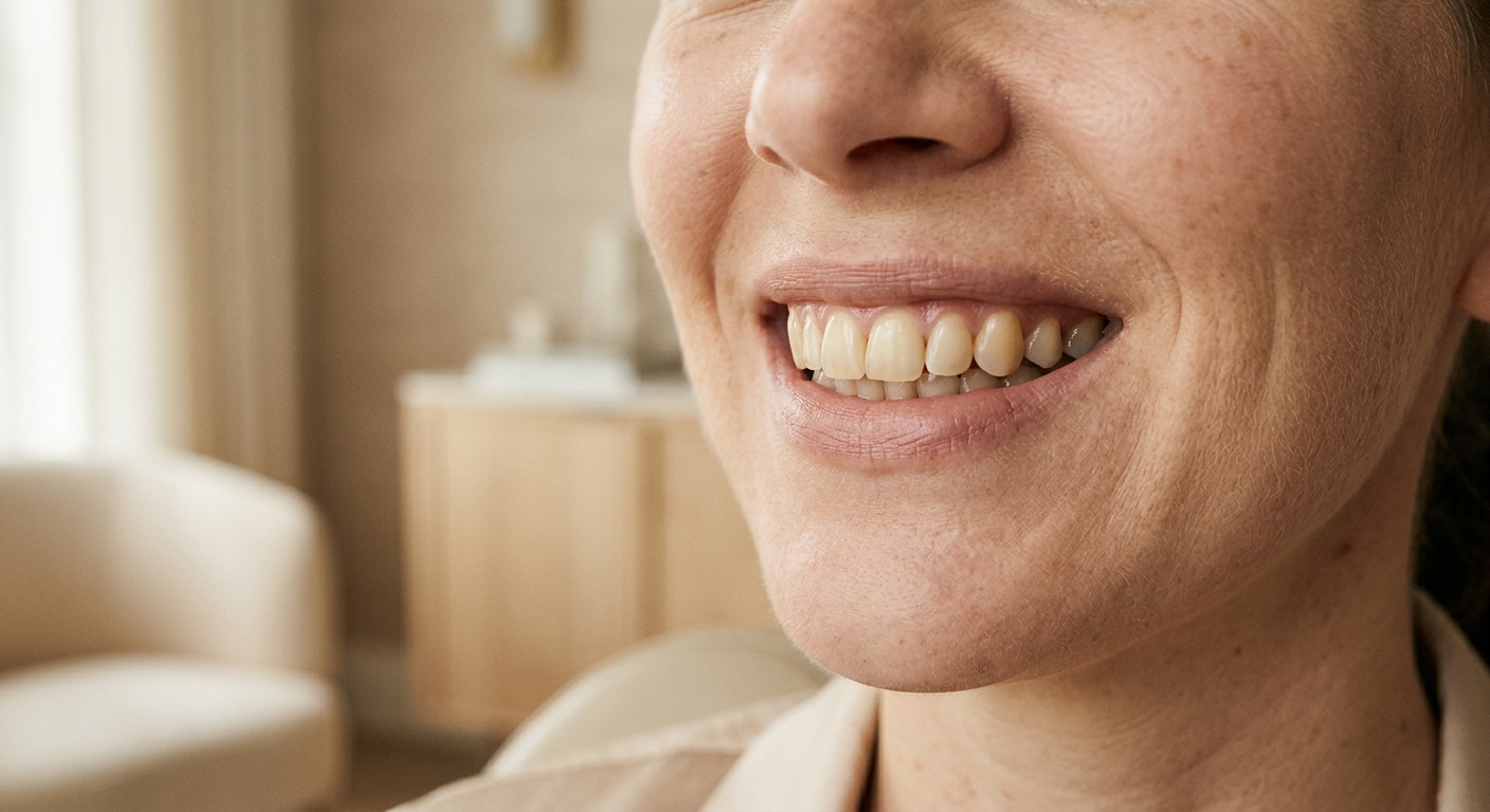 Teeth whitening, before (illustrative)