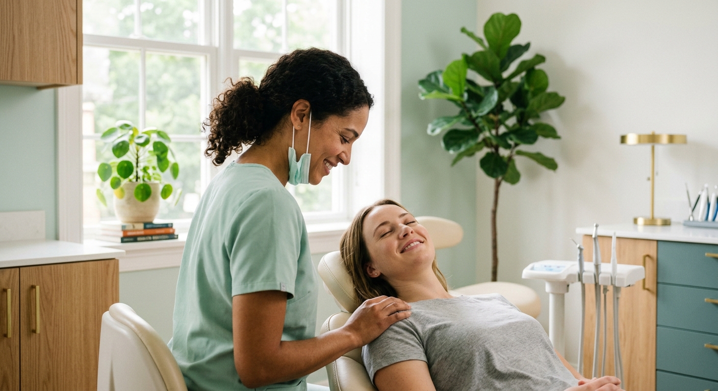 A gentle cleaning underway in a bright treatment room