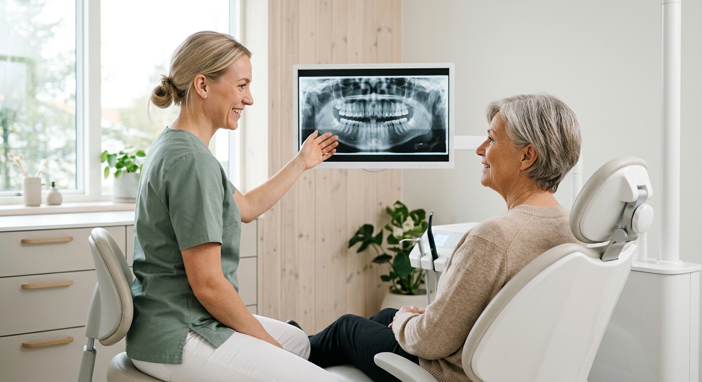 Dr. Sonja Lindqvist reviewing a digital scan with a patient