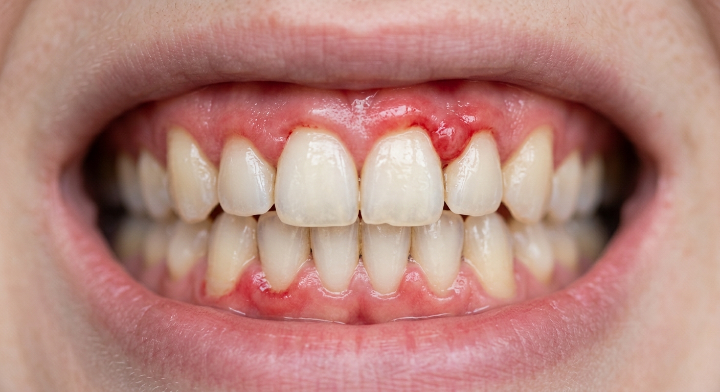 Before: inflamed, uneven margins that make even well-shaped teeth read as untidy.