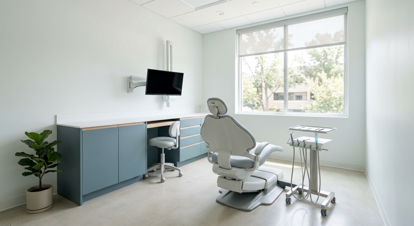 A calm Mistral Dental treatment room in daylight
