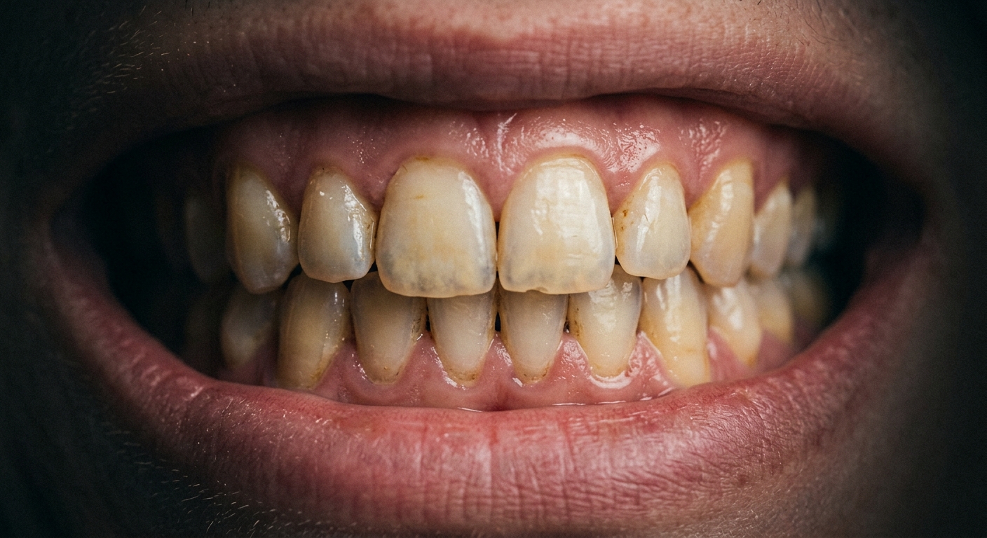 Before: surface staining at the gum line and a shade dulled by years of coffee and tea.
