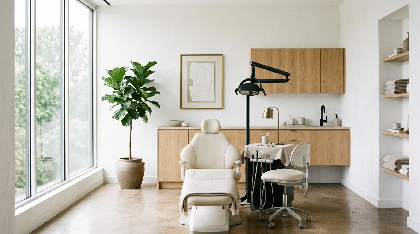 A wide view of the treatment studio
