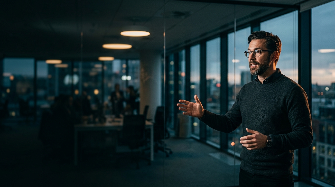 Northmere consultant presenting a growth plan in a modern office