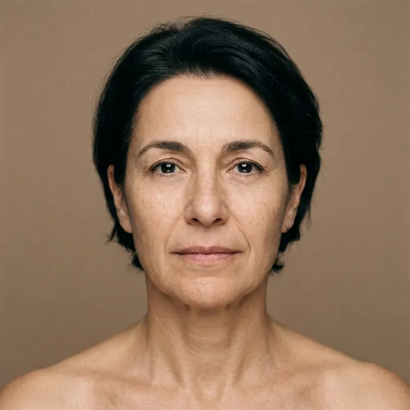 Illustrative after image: softened forehead and frown lines at two weeks