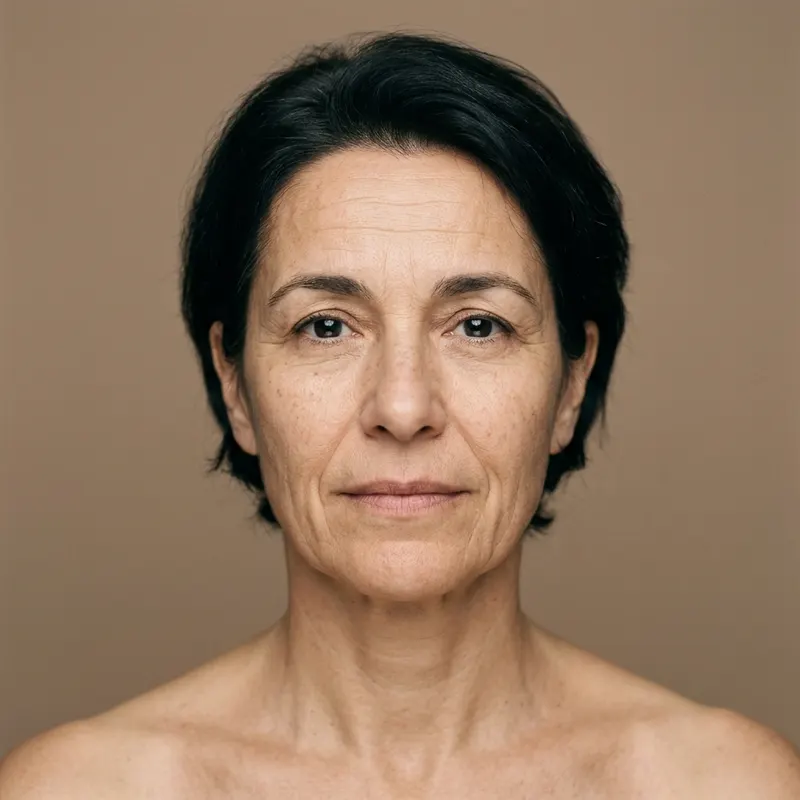 Illustrative before image: forehead and frown lines at rest