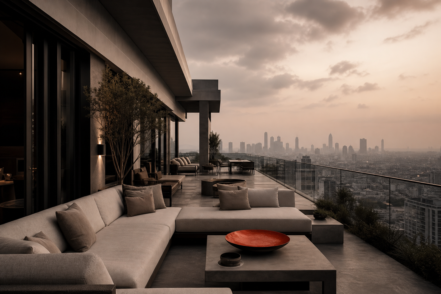 Rooftop terrace overlooking the city