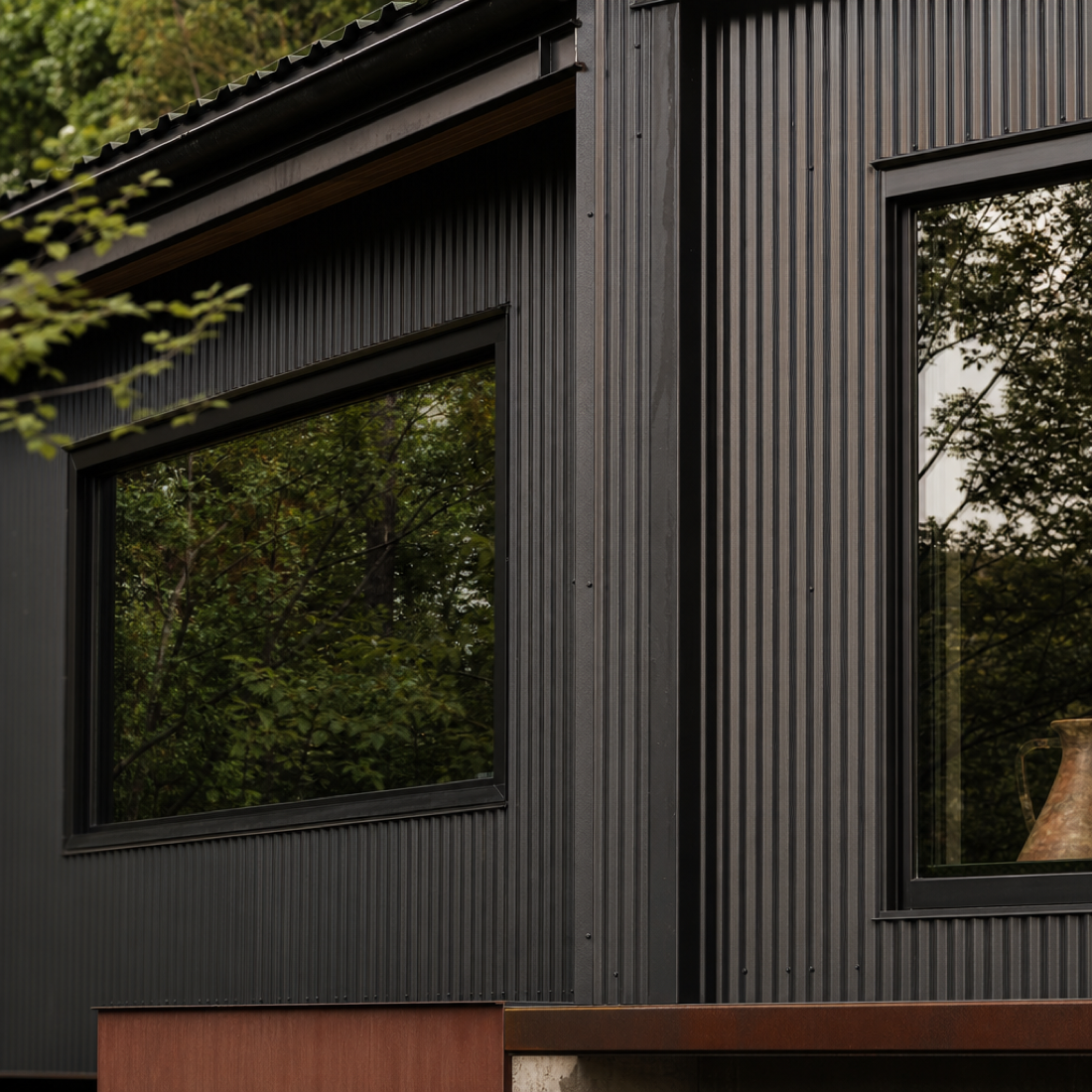 Dark clad modern home facade