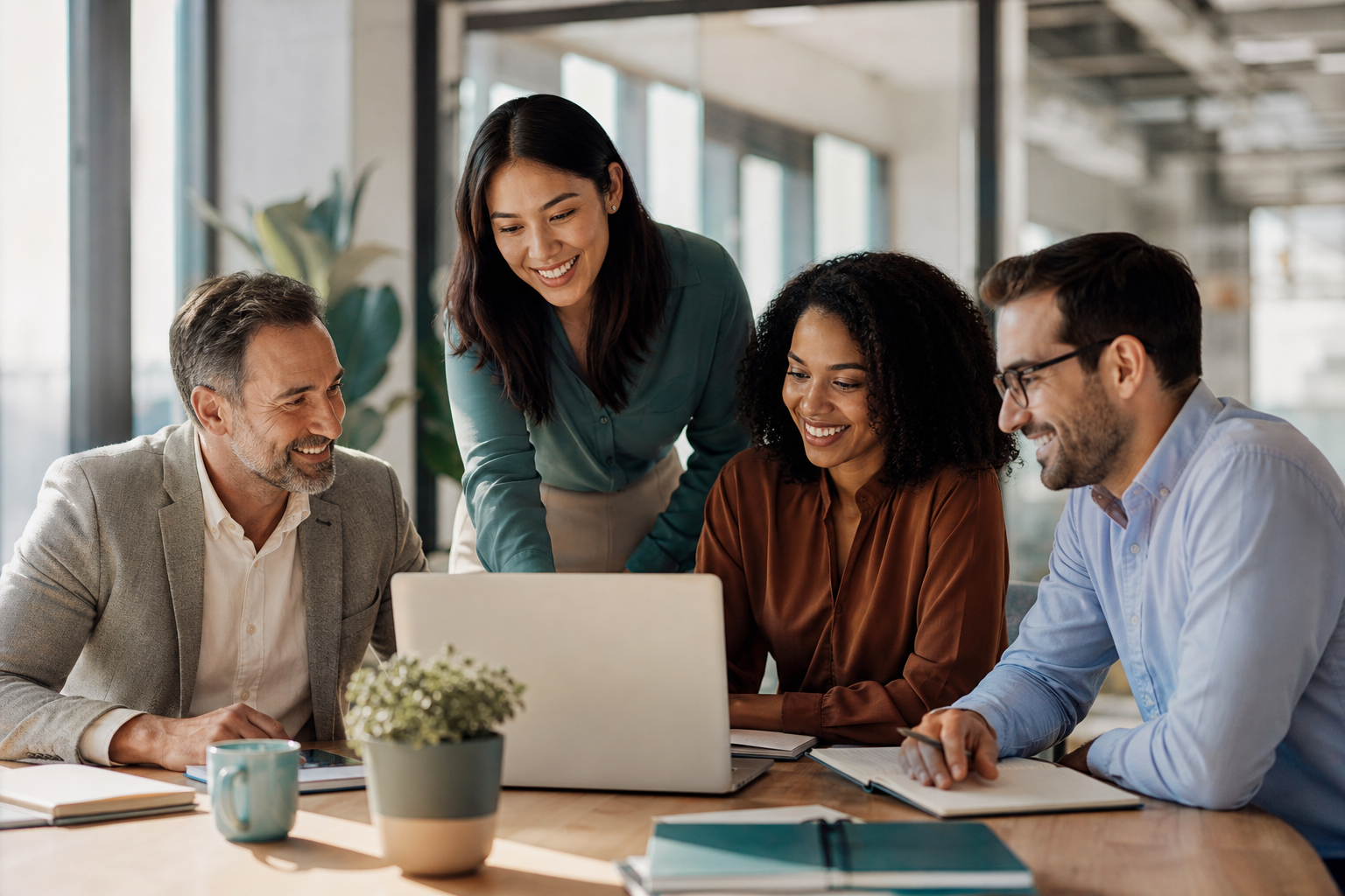 A team of advisors reviewing a plan together