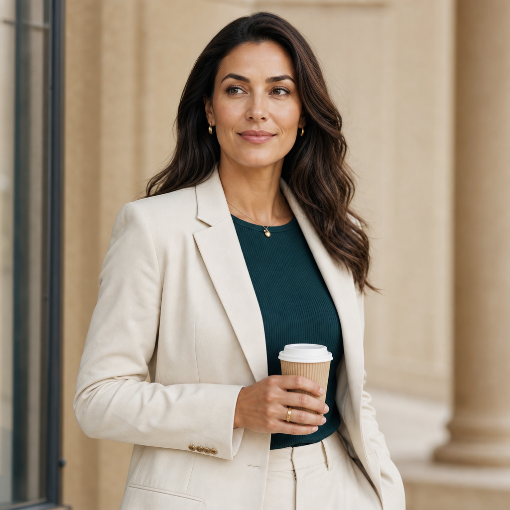 Coveline adviser with a coffee