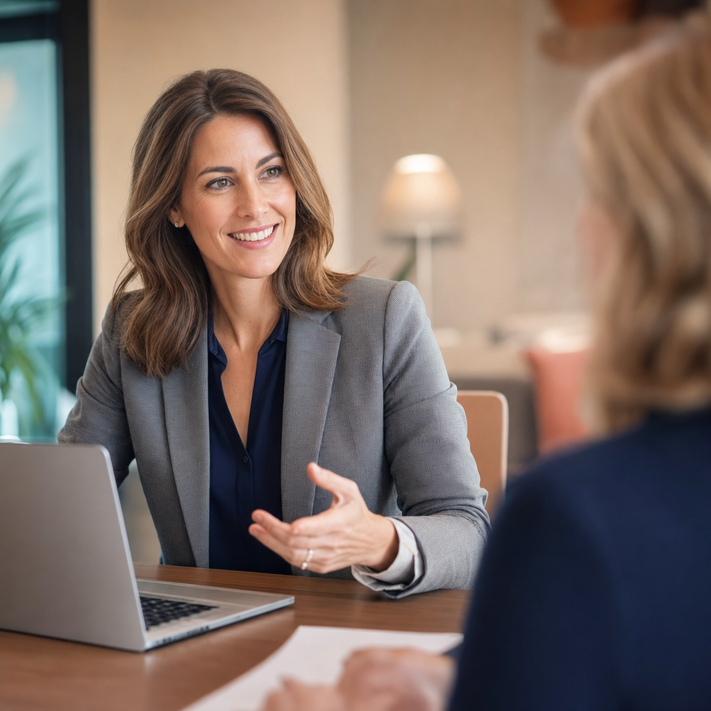 An analyst reviewing work at a laptop