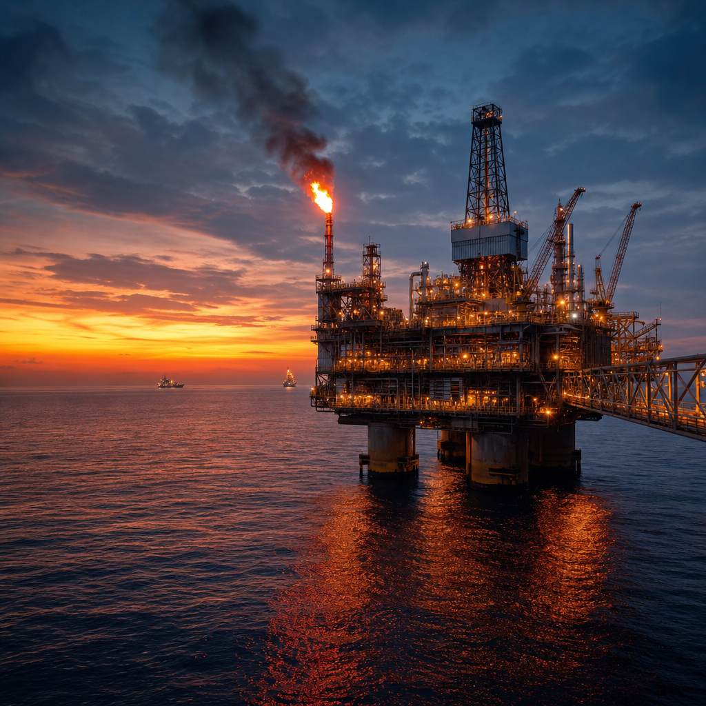 Offshore platform at dusk