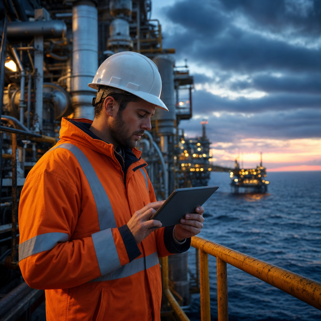 Engineer inspecting a platform