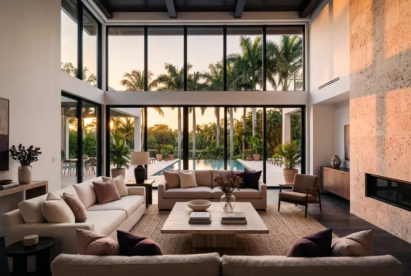 A bright living room in a Tampa home prepared for sale
