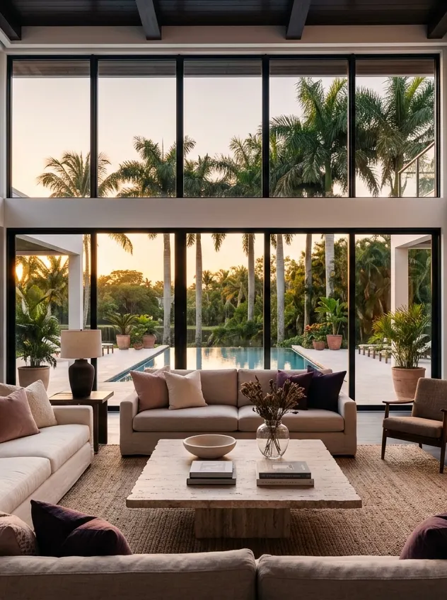 A sunlit living room in a contemporary Tampa home