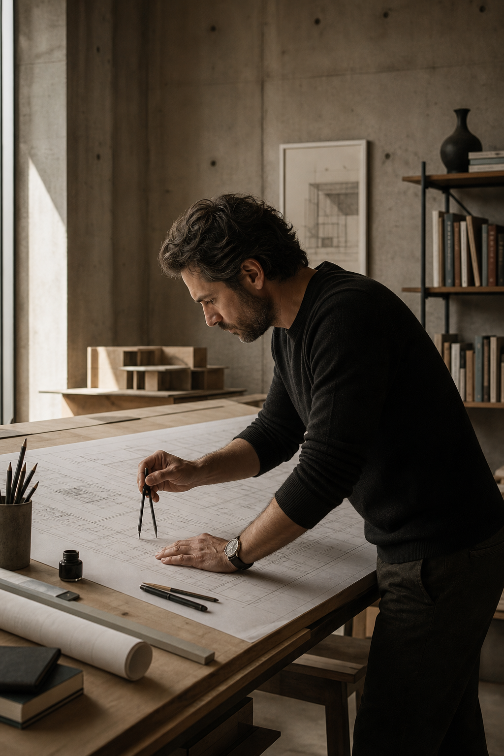Architect at a drafting table