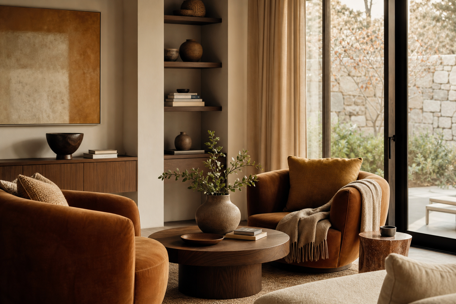 Warm modern lounge