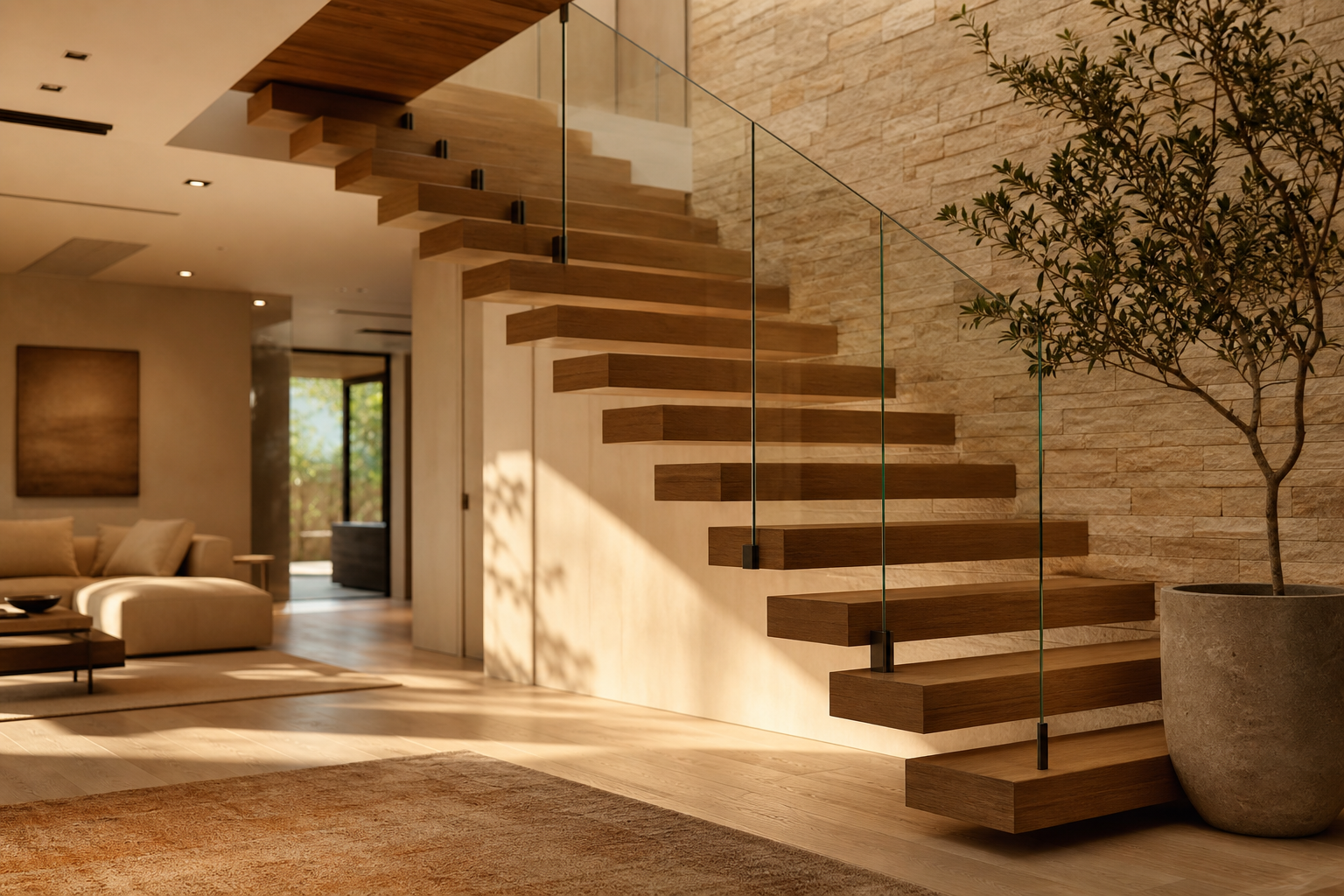 Floating oak staircase