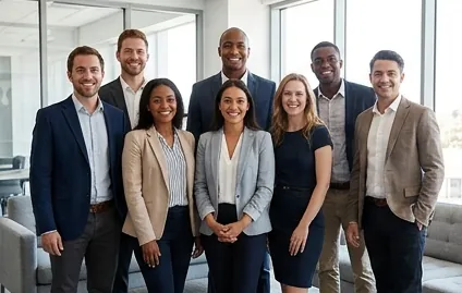 The team gathered for a group portrait