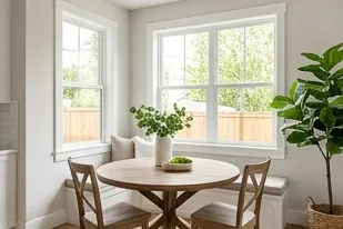 Breakfast nook with a round table