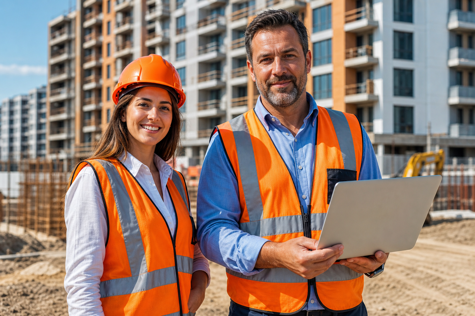 Site engineers at a residential construction site