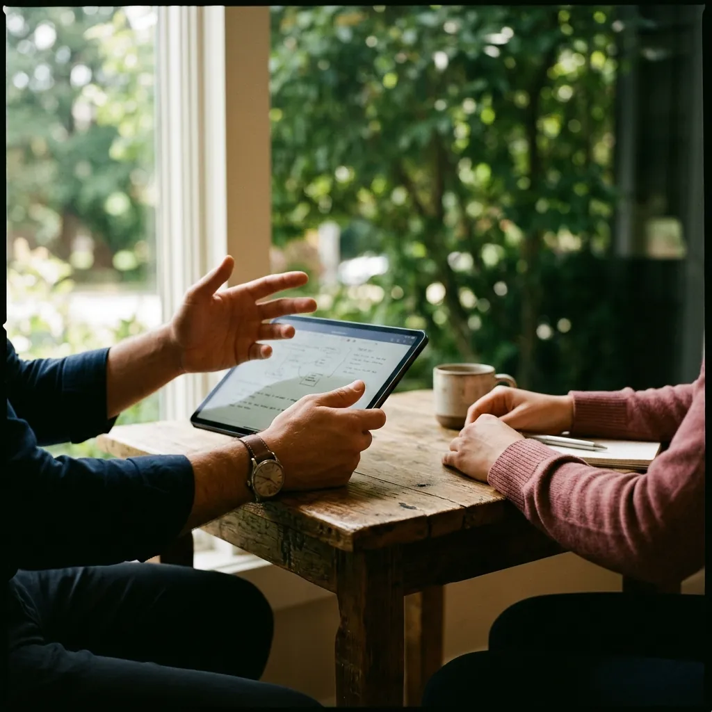 Attorney and client reviewing a plan together