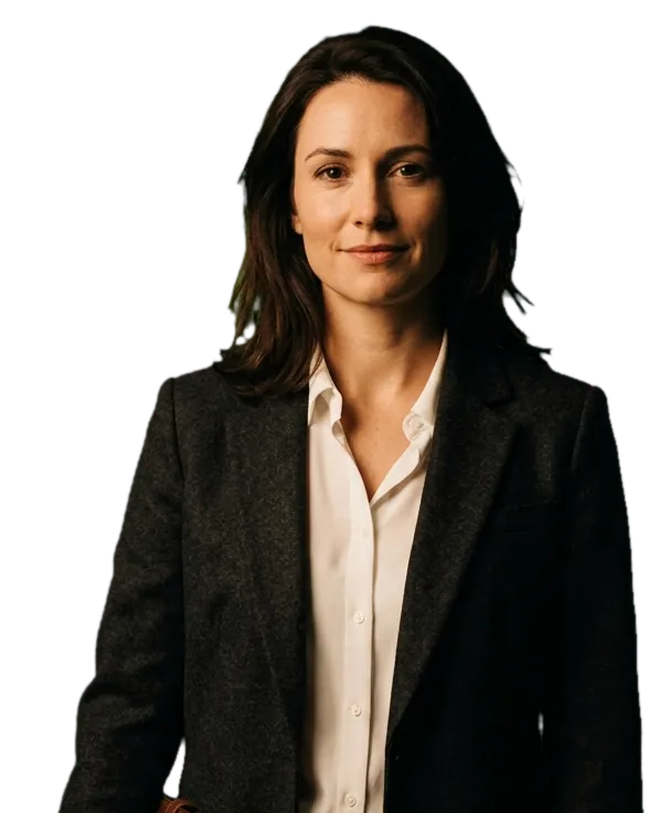 Portrait of attorney Nadia Okafor in a charcoal blazer