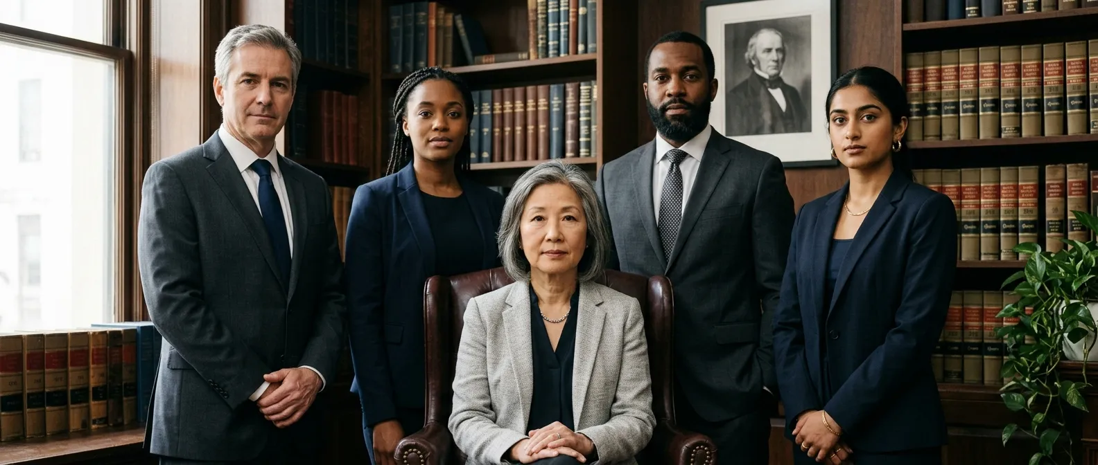 The Marchetti Crane attorneys together in the firm library